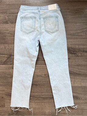 True Religion Light Wash Denim Starr Mid Rise Cropped Straight Jeans 29 Women